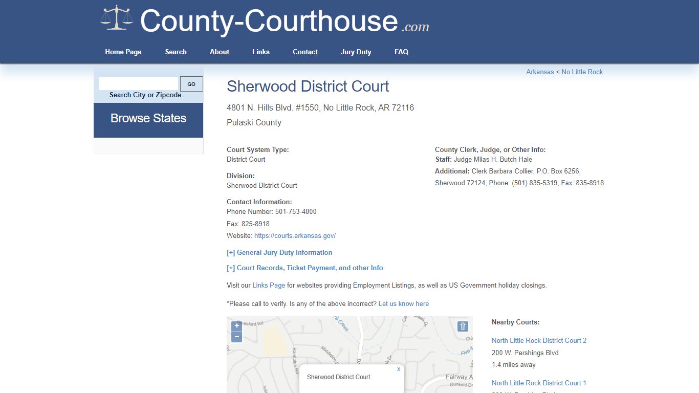 Sherwood District Court in No Little Rock, AR - Court Information