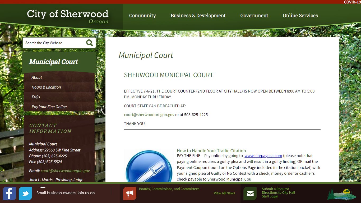 Municipal Court | City of Sherwood Oregon