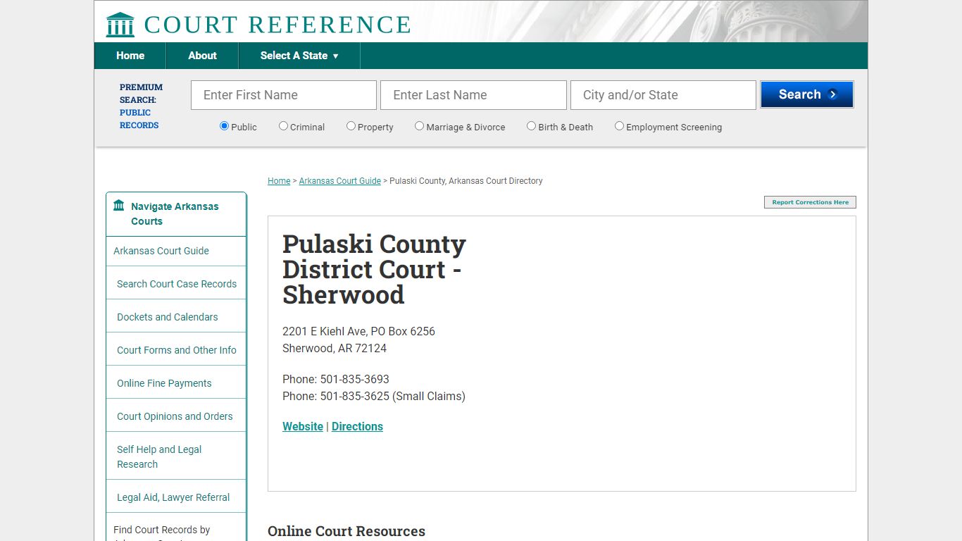 Pulaski County District Court - Sherwood - Courtreference.com